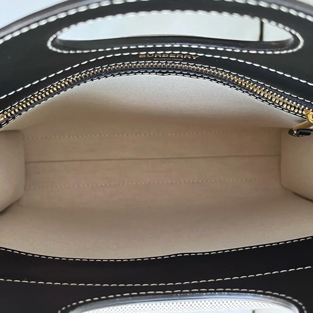 BURBERRY Horseferry Logo Canvas and Leather Pocket Bag